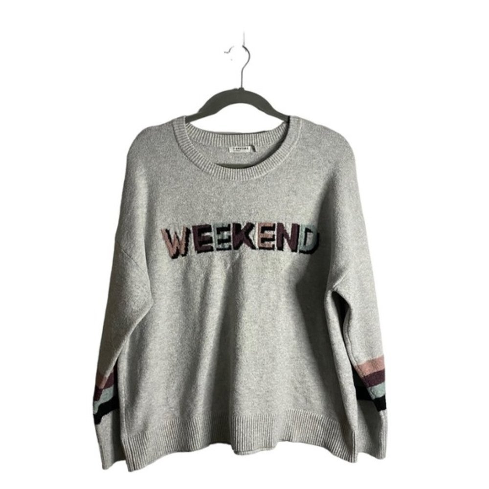 Reitmans Women's Light Heather Gray Weekend Crew Neck Sweater